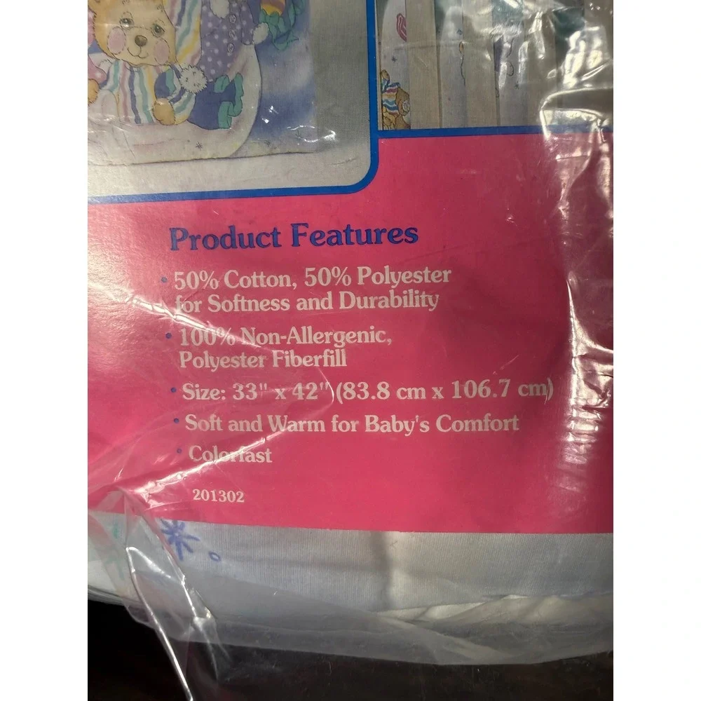 Vintage‎ Riegel Teddy Beddy Bear Friends Crib Comforter Made in USA 33x42 NIP